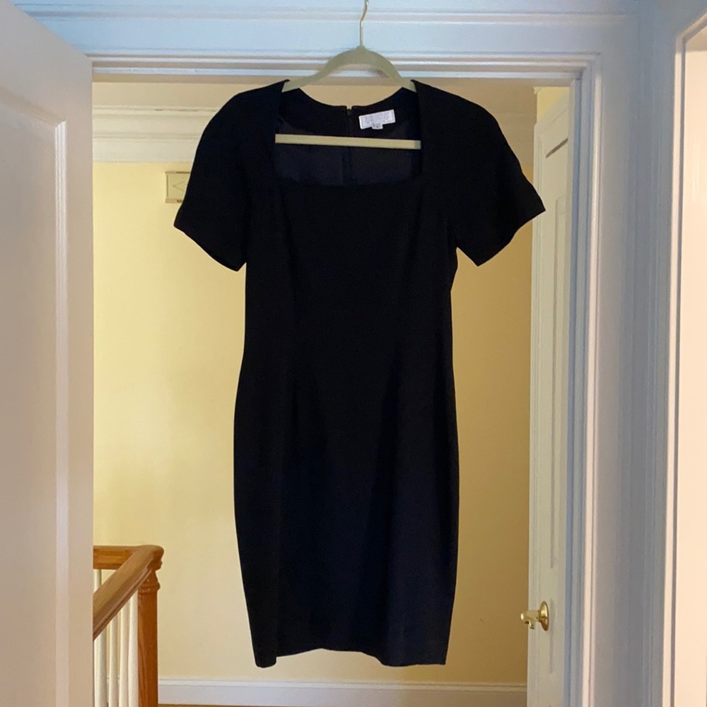 Bergdorf Goodman black square neck dress